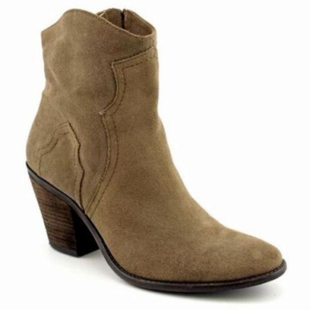BCBGeneration Santina Booties -Side Zip -Western -Size 11 -Stone Crosta Suede